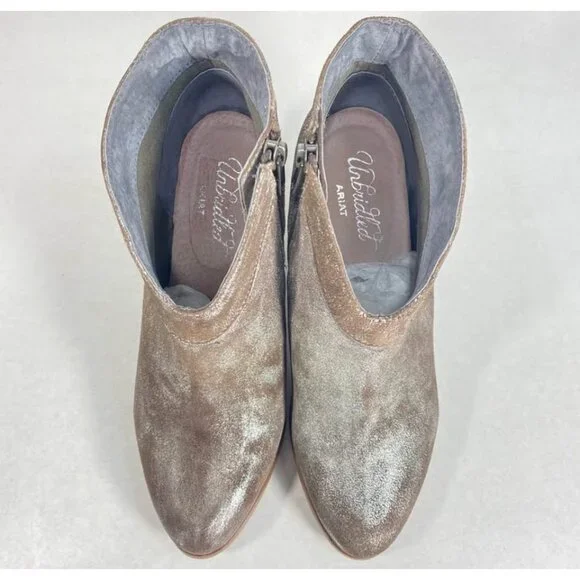 Ariat Unbridled Layla Leather Heel Shimmer Silver Metallic Ankle Boots SZ 7.5 - Picture 4 of 8